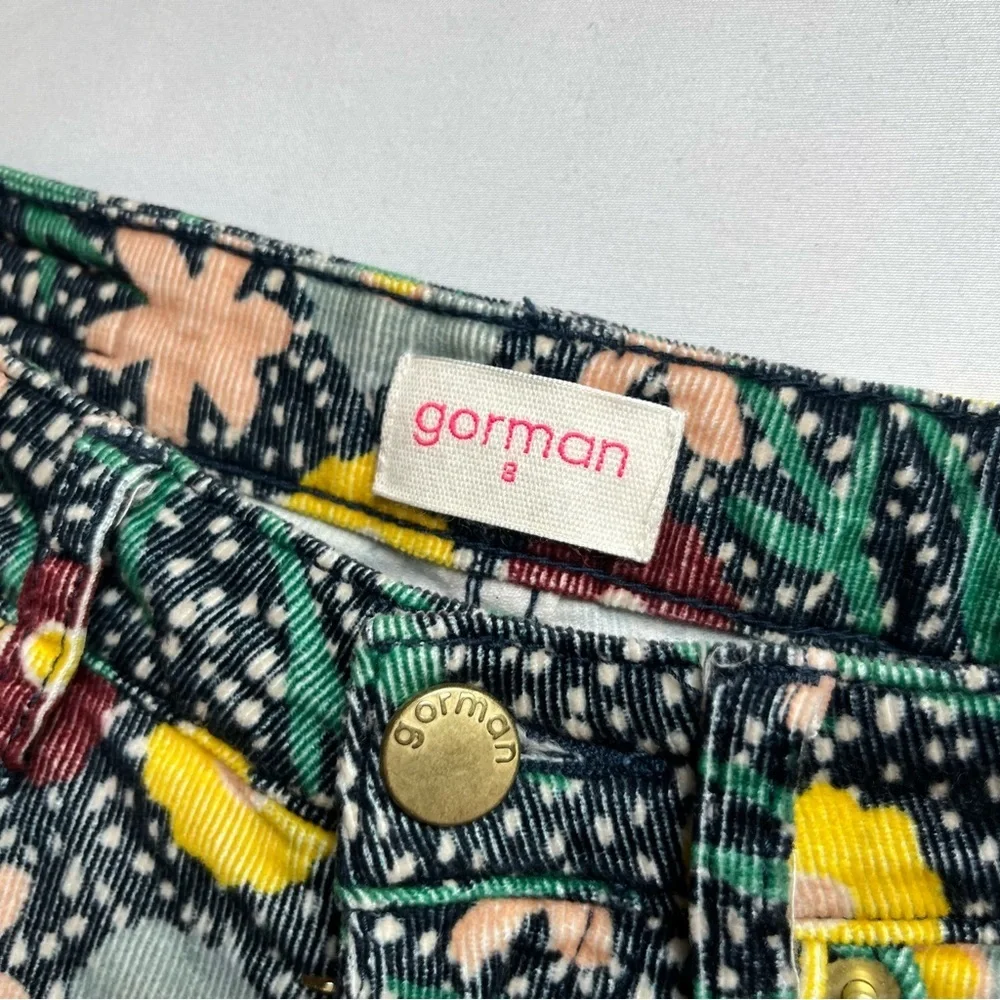 GORMAN black green multicolor floral corduroy slim‎ leg cropped pants